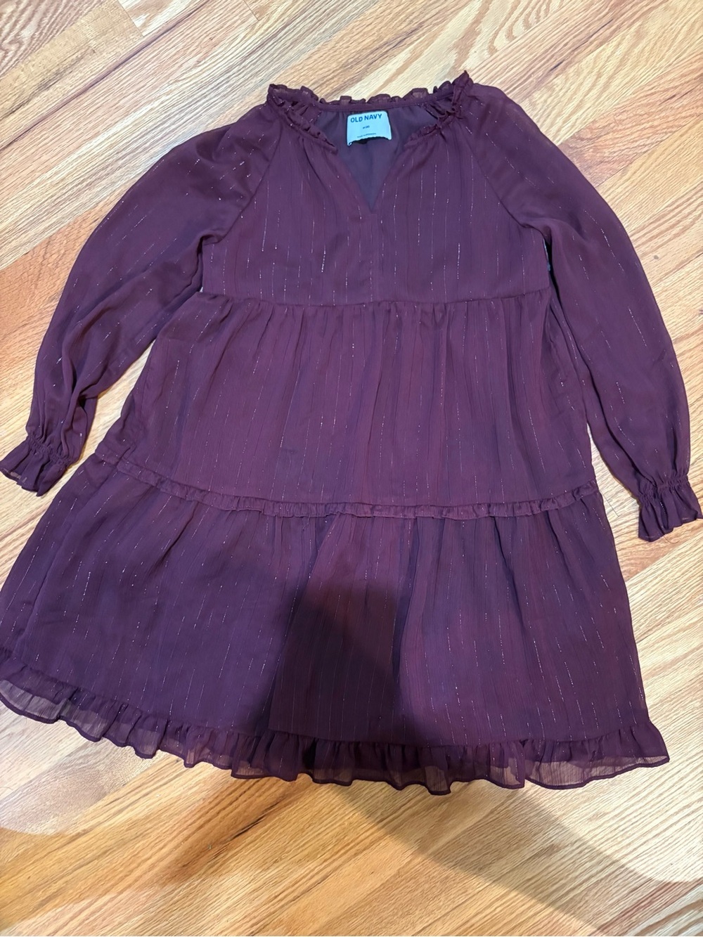 ⚓️OLD NAVY Ruffle-Trim Tiered Dress with Gold Threading